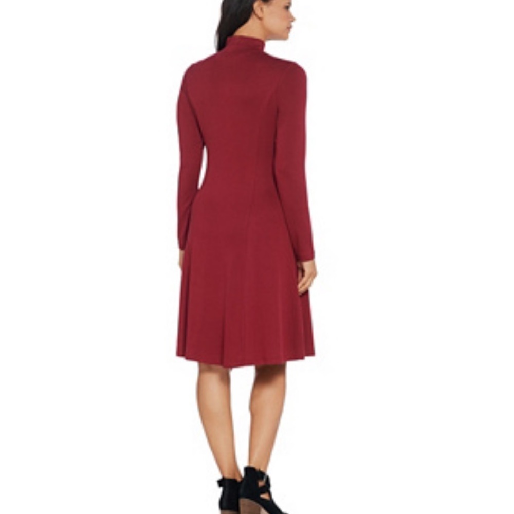Jersey Knit‎ Fit-and-Flare Mock-Neck Dress nwot - Picture 4 of 5